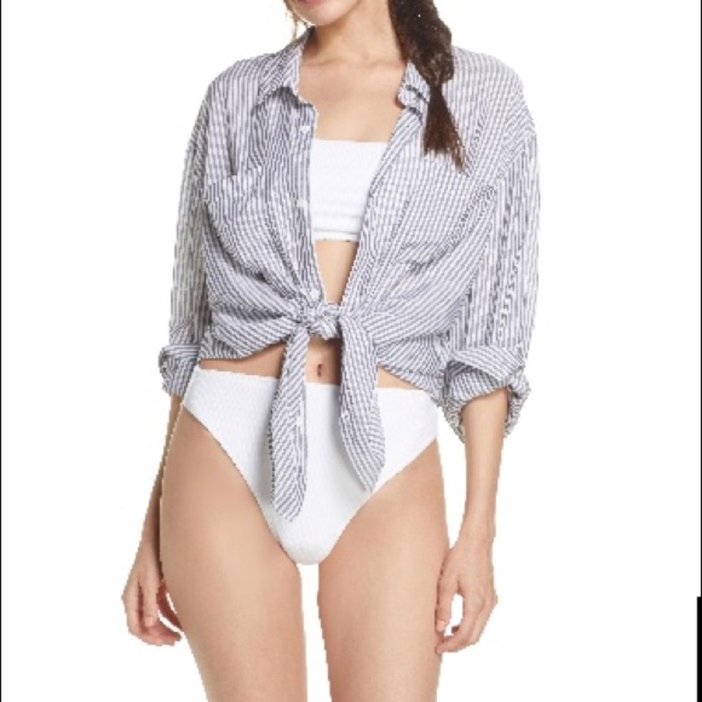 Something Navy Striped Button Down - image 1